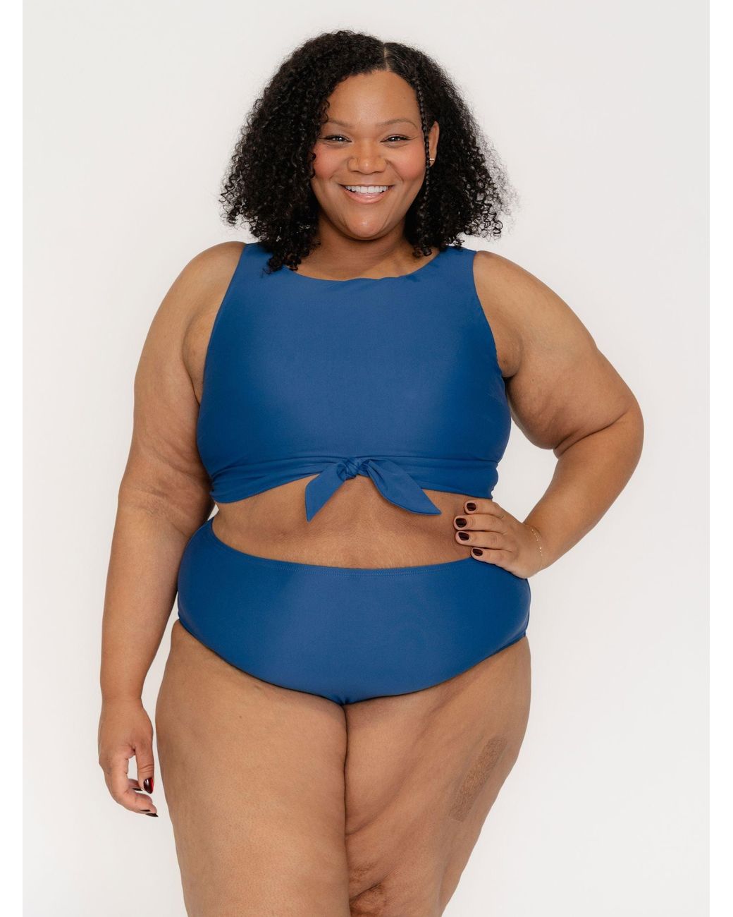 Lime Ricki Swimwear Blue High-Waist Bottom