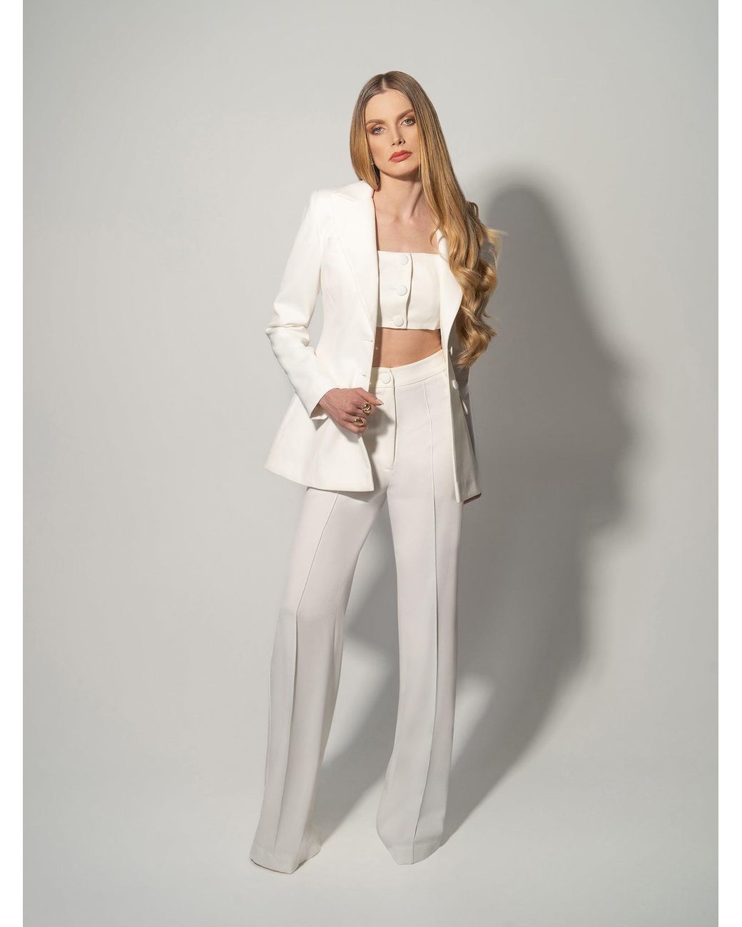 Tia Dorraine White Classic Chic Tailored Suit