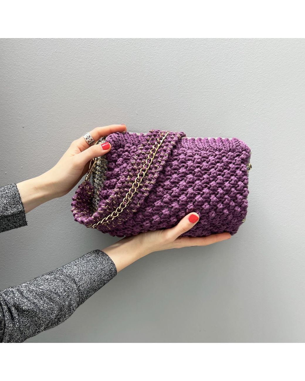 Hilo De Mar Purple Luar Hand Knitted Bag