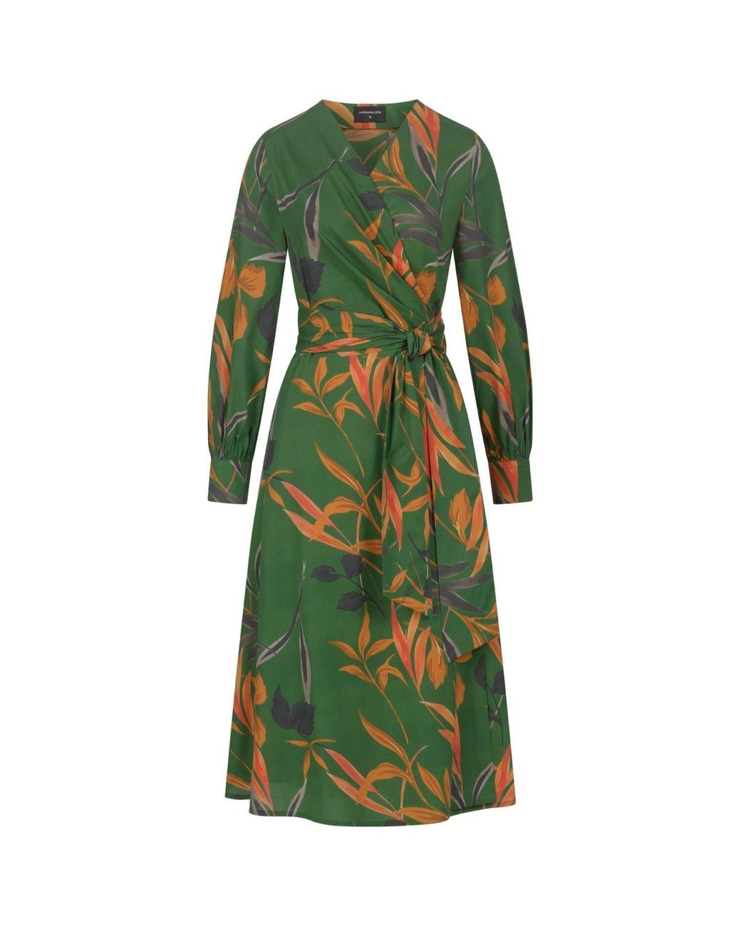 Marianna Déri Green Autumn Leaves Wrap Dress