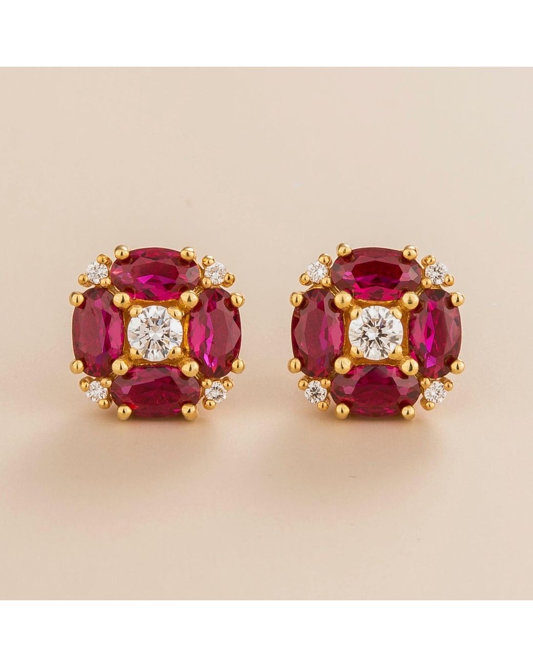 Juvetti Red Pristi Earrings With Ruby And Diamond