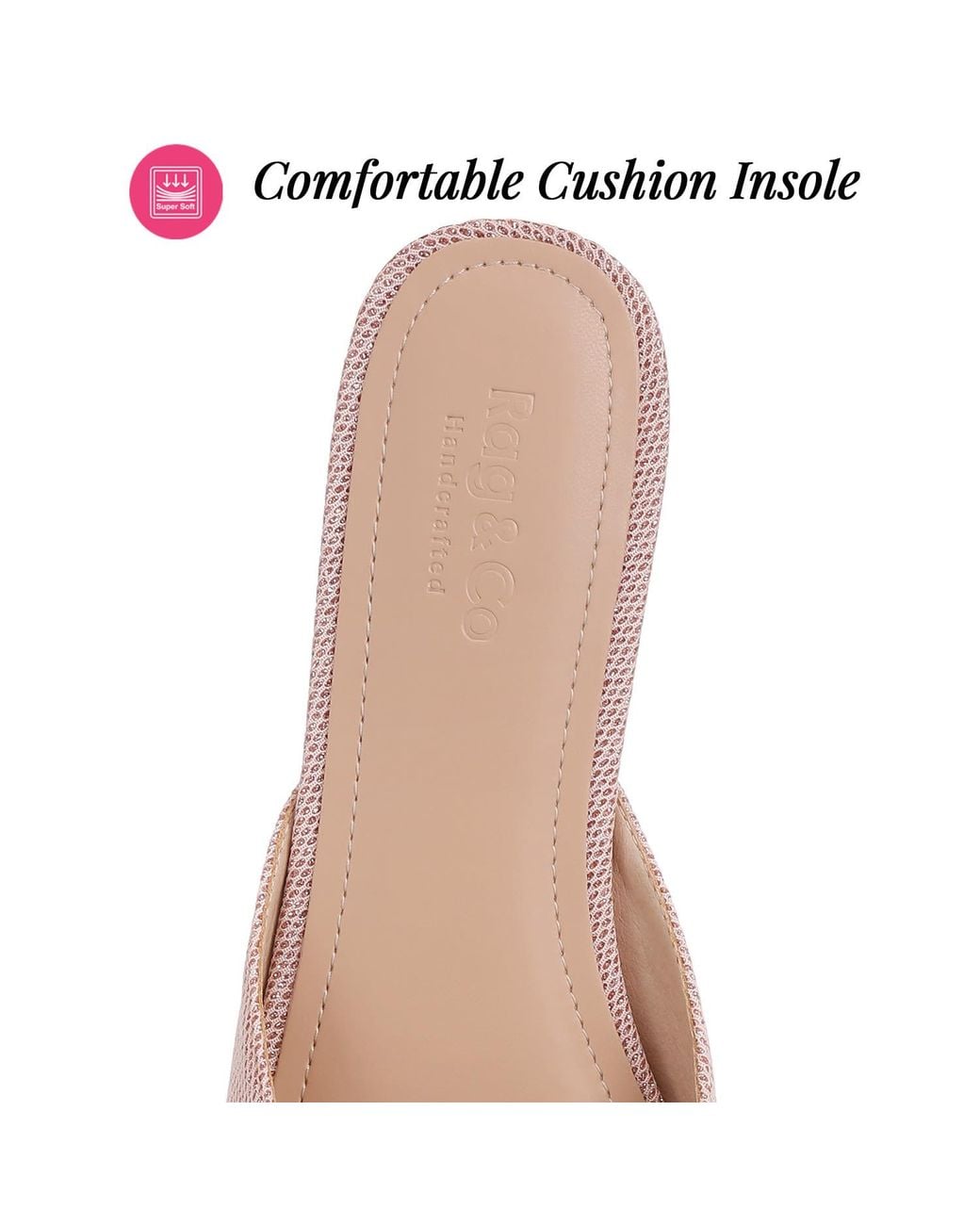 Rag & Co Pink Astre Pearl Embellished Shimmer Mules