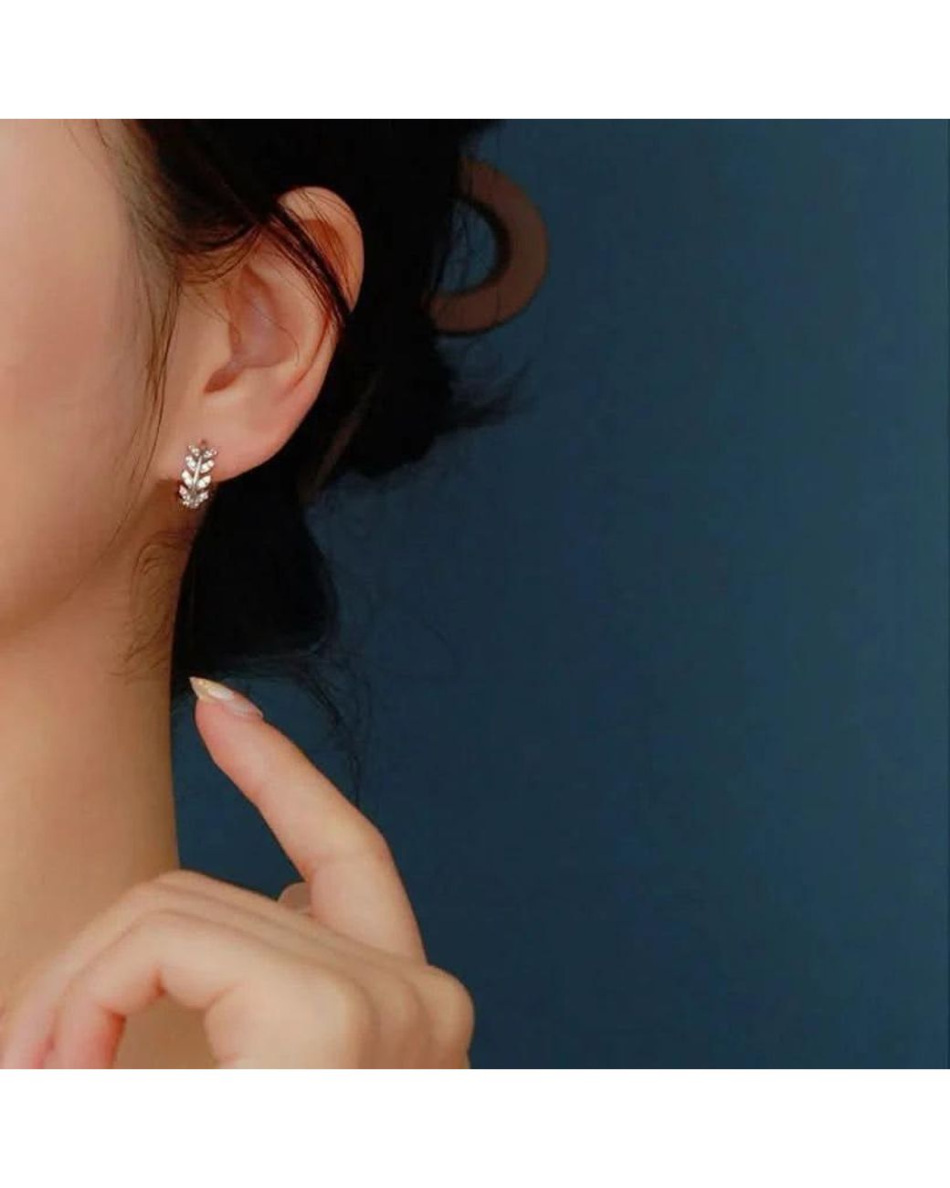 Angel Barocco Metallic Leaf Diamond Hoop Earrings