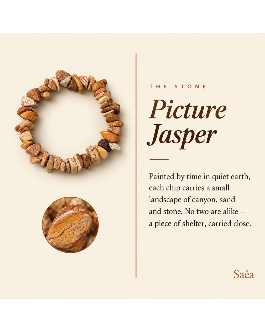 Saéa Metallic Picture Jasper Chunky Chip Stretch Bracelet