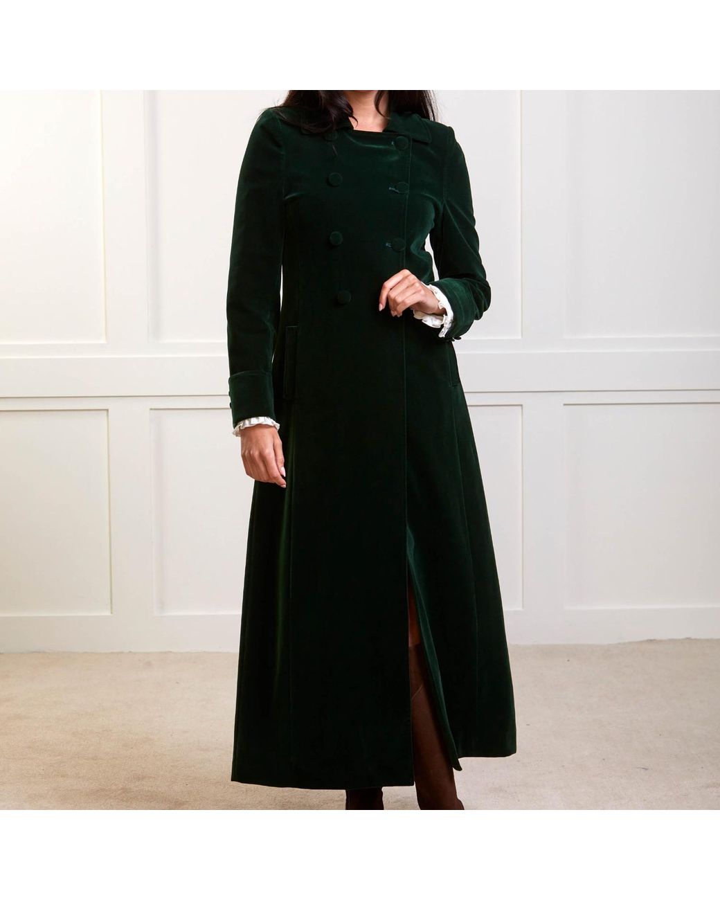 Guinea London Green Long Velvet Coat