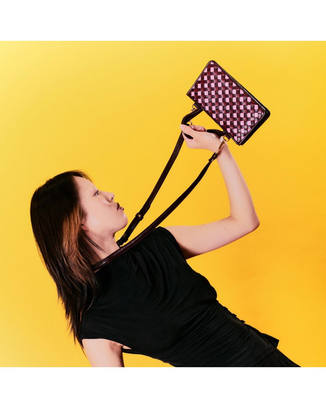 F3Rog by Rana Purple Rose Woven Leather Crossbody Piraye Bag