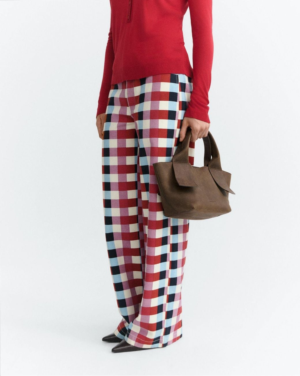 Thinking Mu Red Check Cheshire Serena Straight Trousers
