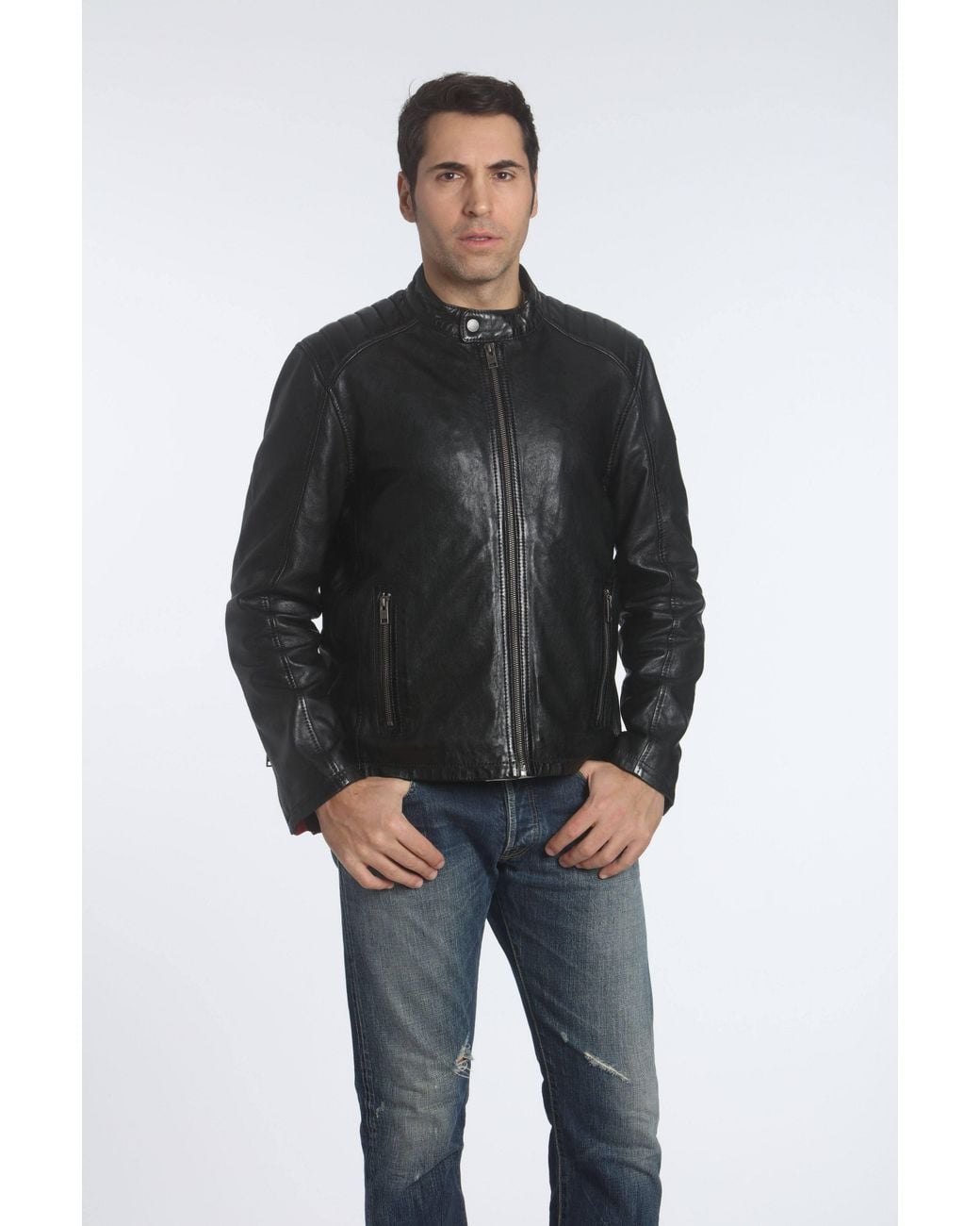 Mauritius Black American Flag Leather Jacket George for men