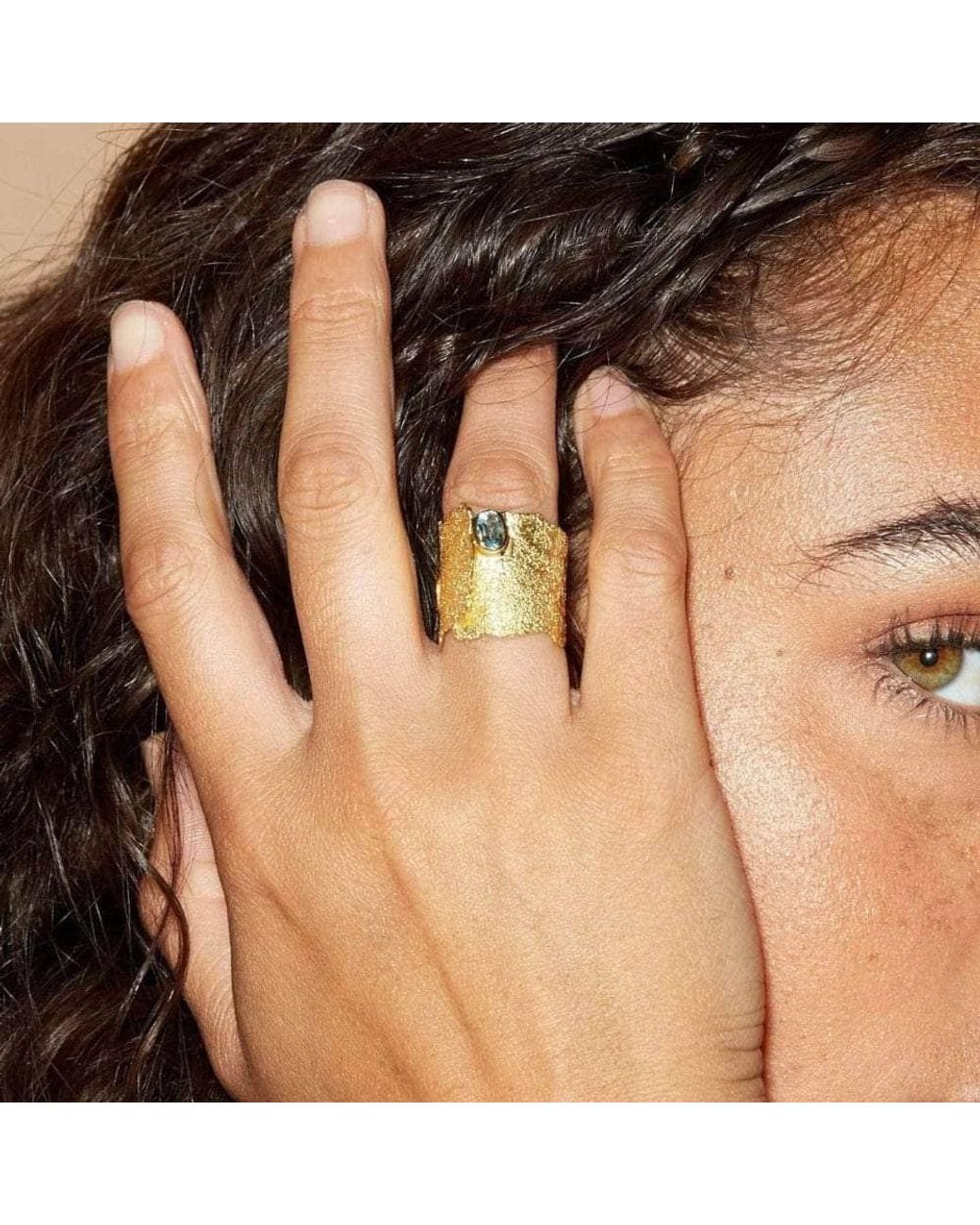 German Kabirski Metallic Otthild Iconic Plated Ring With Natural Topaz