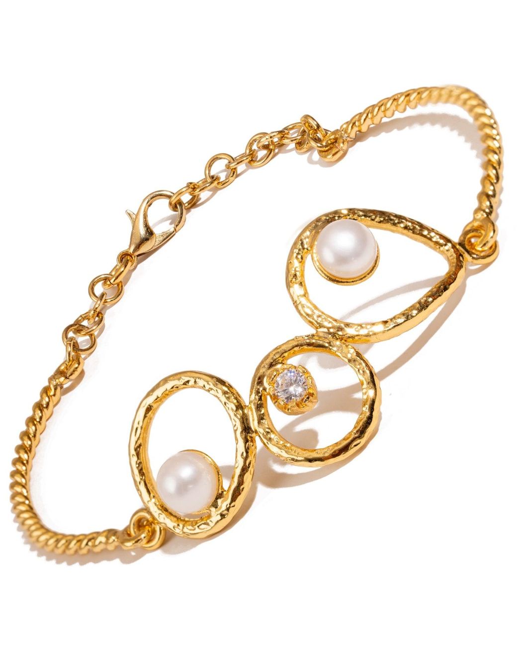 Ebru Jewelry Metallic Handmade Radiance Pearl & Adjustable Bracelet