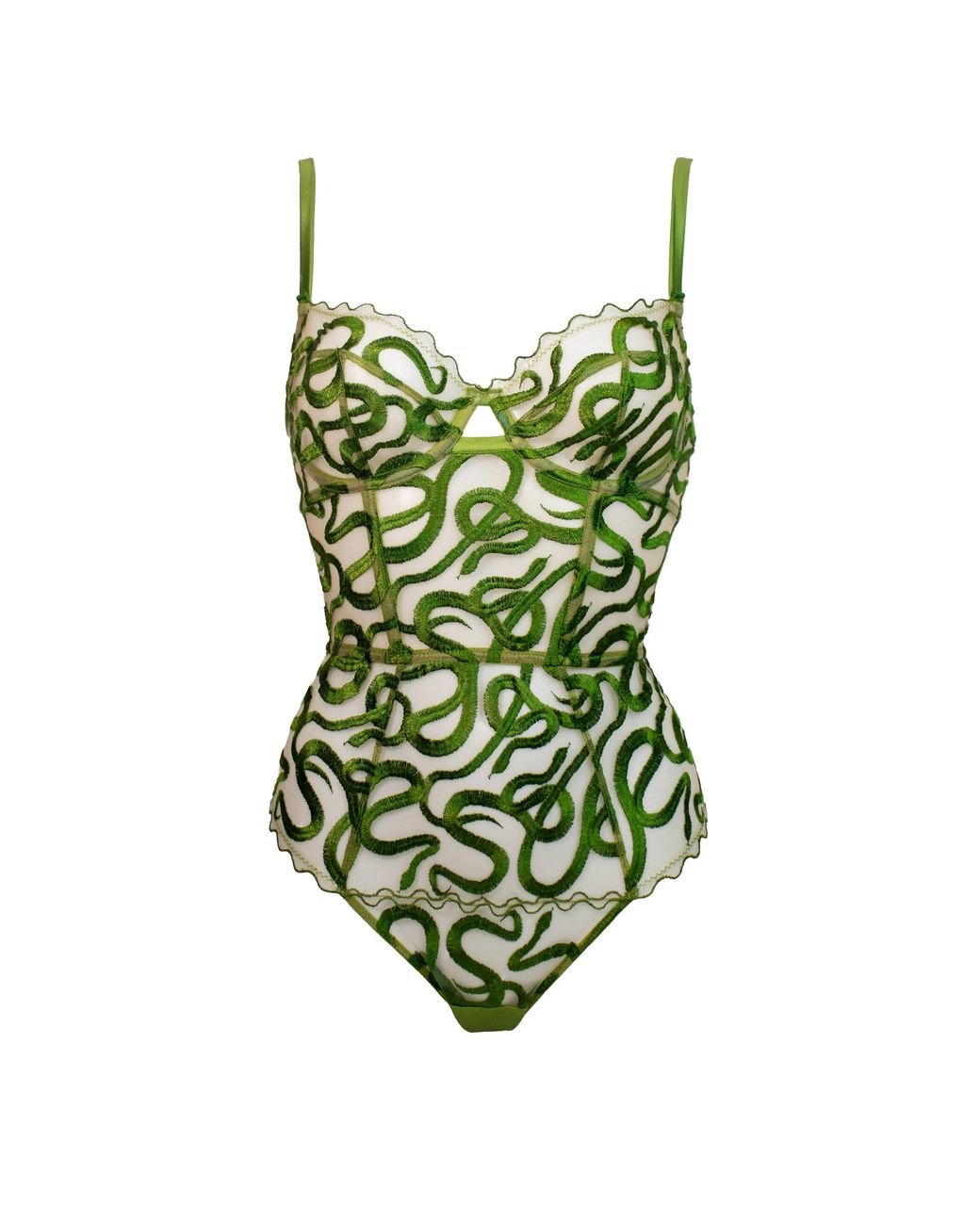 Studio Pia ' Naga Balconette Bodysuit Jungle in Green | Lyst UK