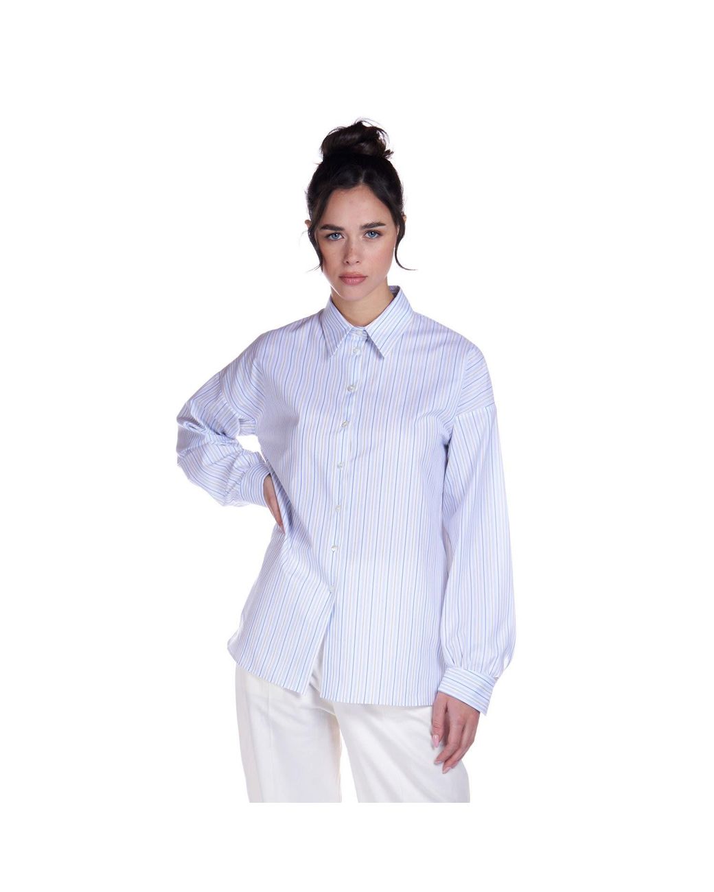 Sofia Tsereteli Blue Striped Cotton Shirt