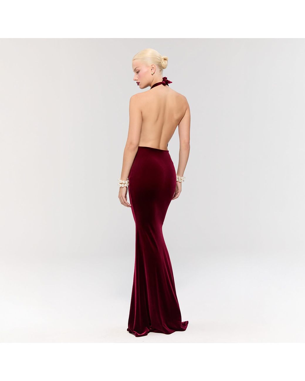 Nur Karaata Red Alhambra Burgundy Gown