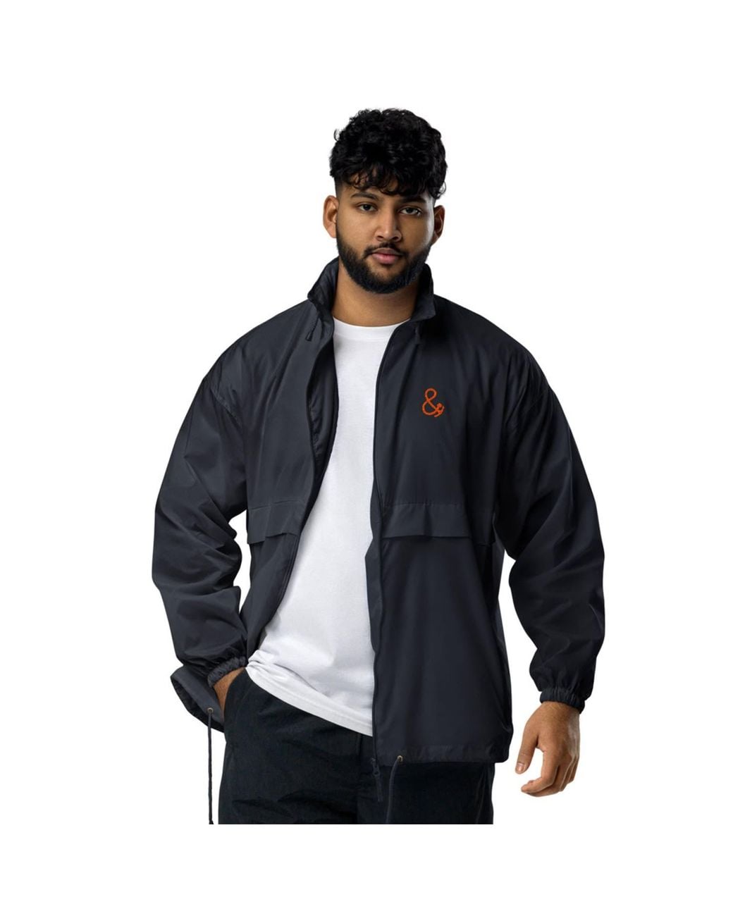 Anchor and Crew Blue Too Long & Low Sports Club League Embroidered Windbreaker Coat for men