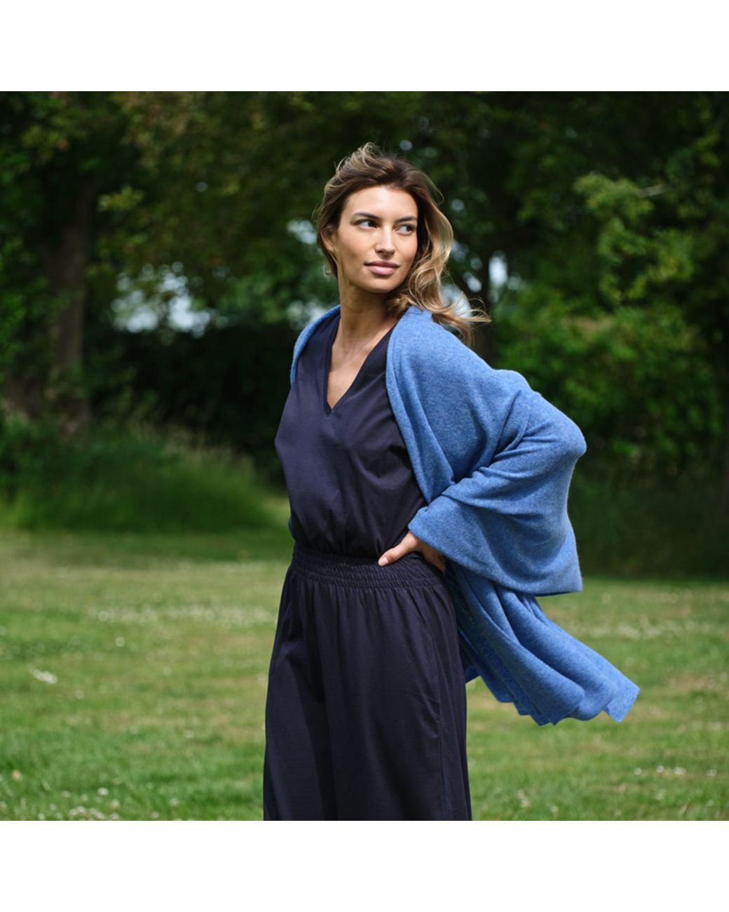 Cove Blue Bali Midi Dress With Pockets