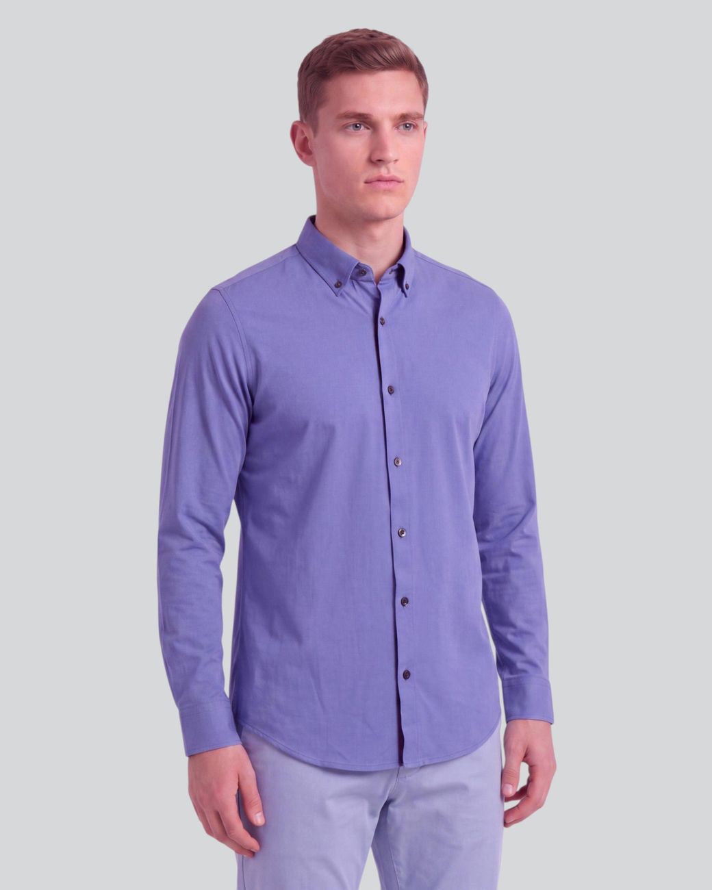 Lords of Harlech Blue Simon Dawn Stretch Jersey Long-Sleeve Shirt for men