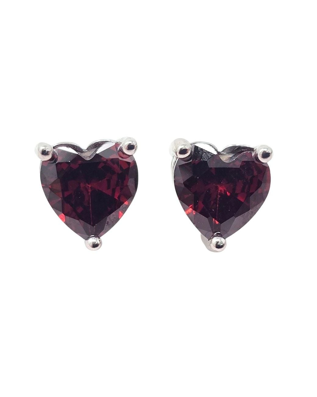 Sophelia Purple Garnet Heart Sterling Stud Gemstone Earrings