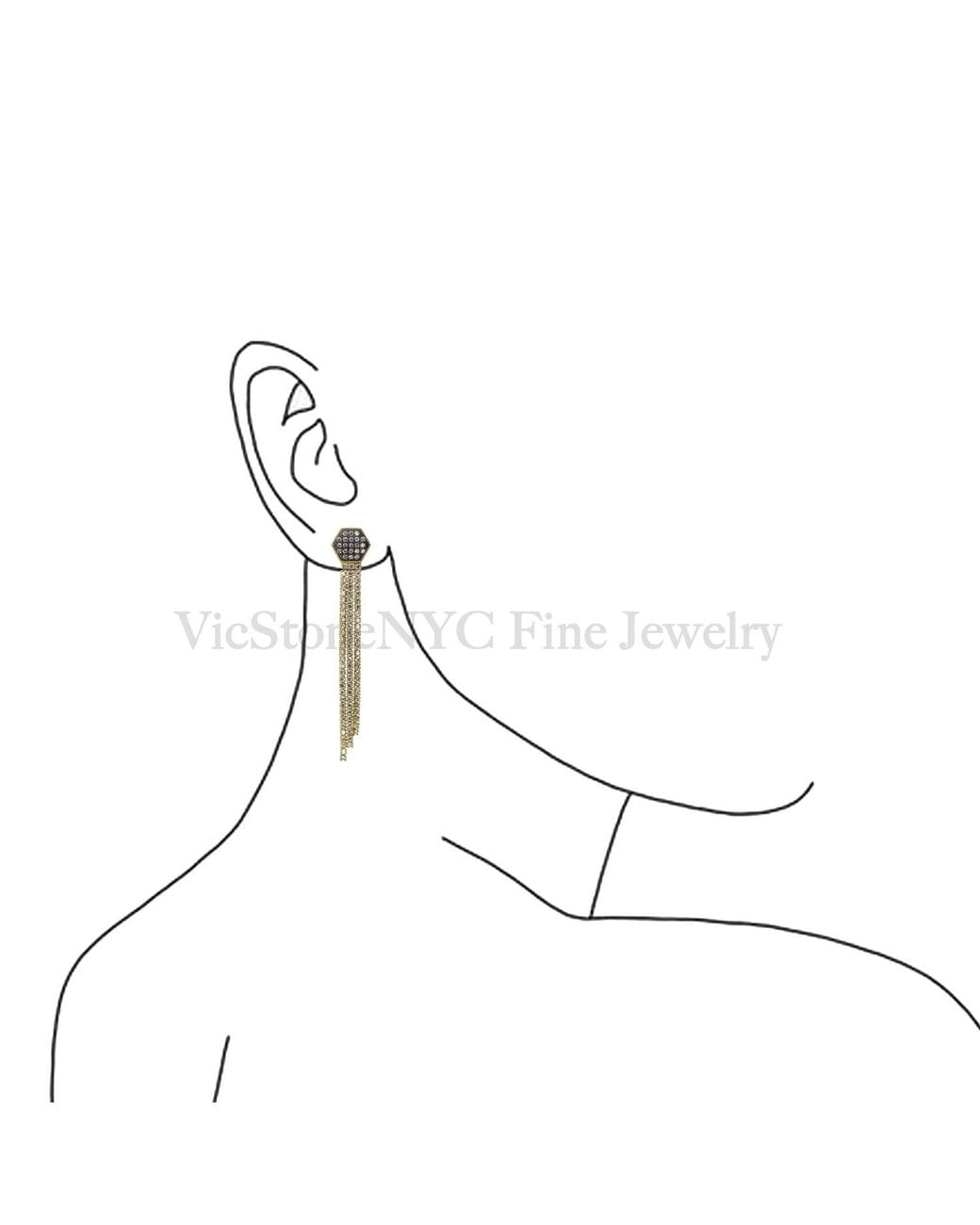 VicStoneNYC Fine Jewelry Metallic Hexa Han Dangling Earrings
