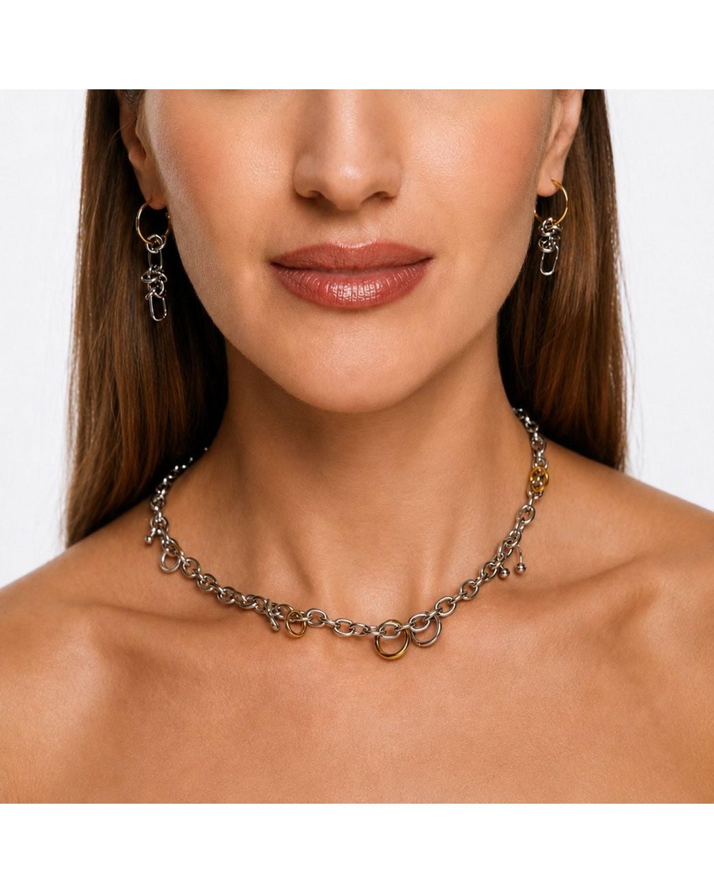 Kirei Metallic Satellite Two-Tone Chain Necklace