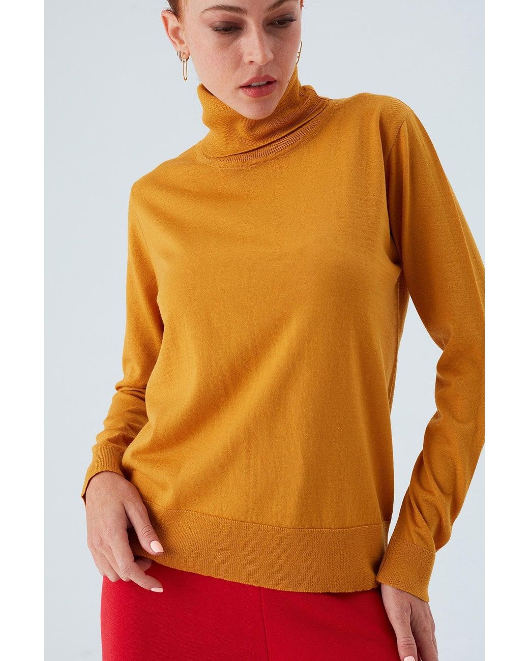 Peraluna Orange Valeria Fine Turtleneck Pullover