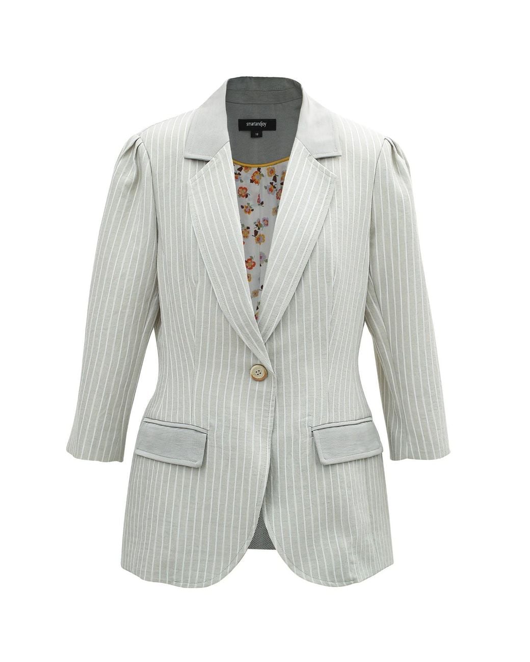 Smart and Joy Gray Bi-Material Striped Jacket