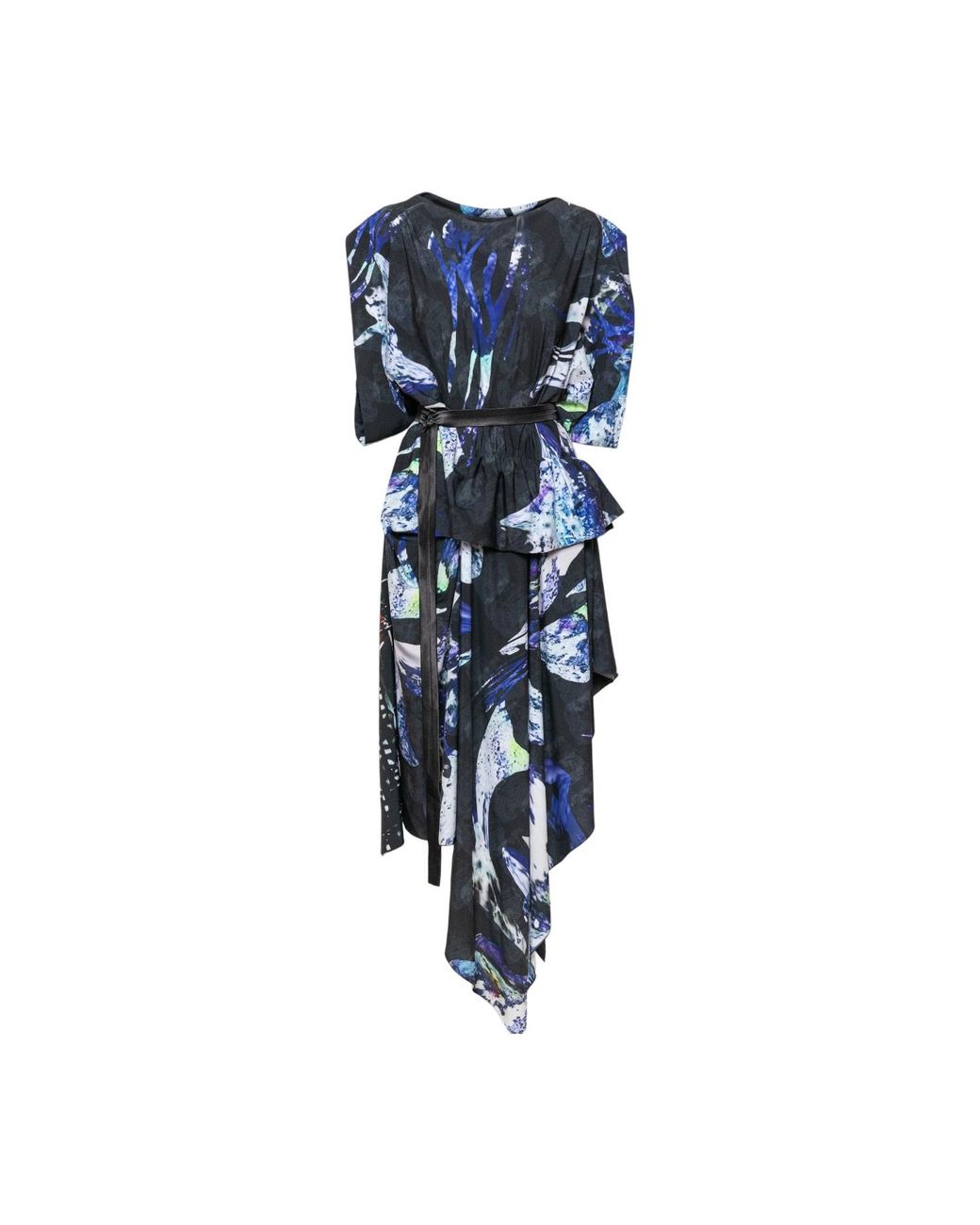 ARTISTA Blue Dark Shell Asymmetric Maxi Dress