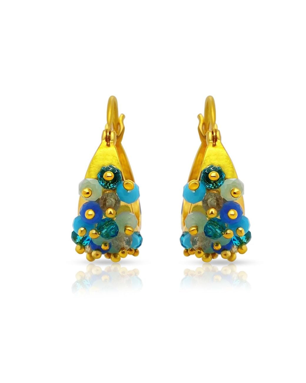 GEM BAZAAR Blue Bejewelled Hoops