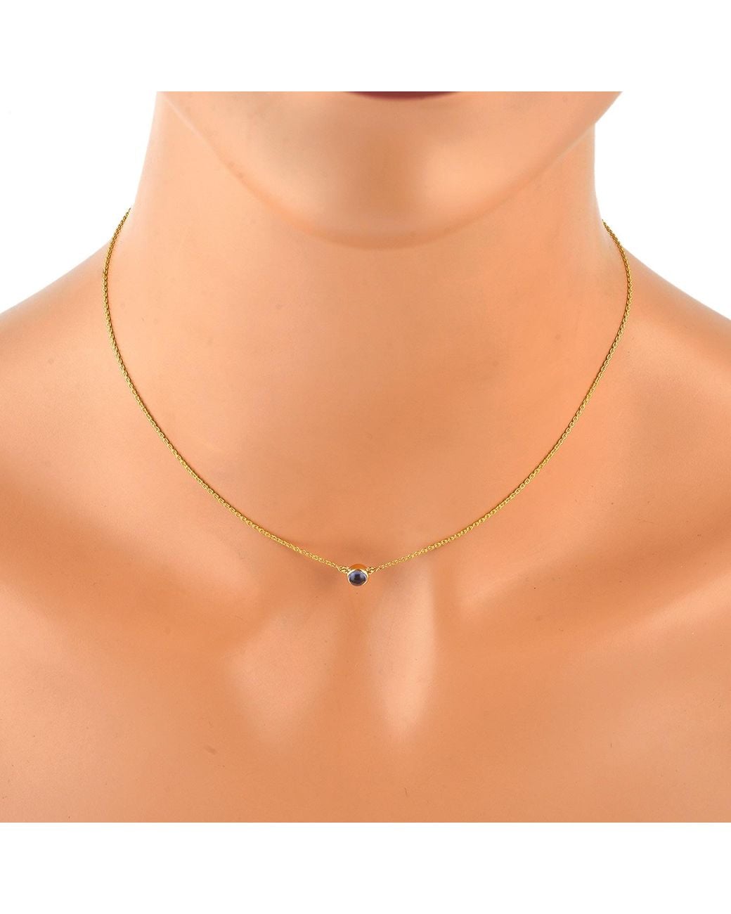 Artisan Metallic 18K Bezel Set Iolite Solitaire Necklace