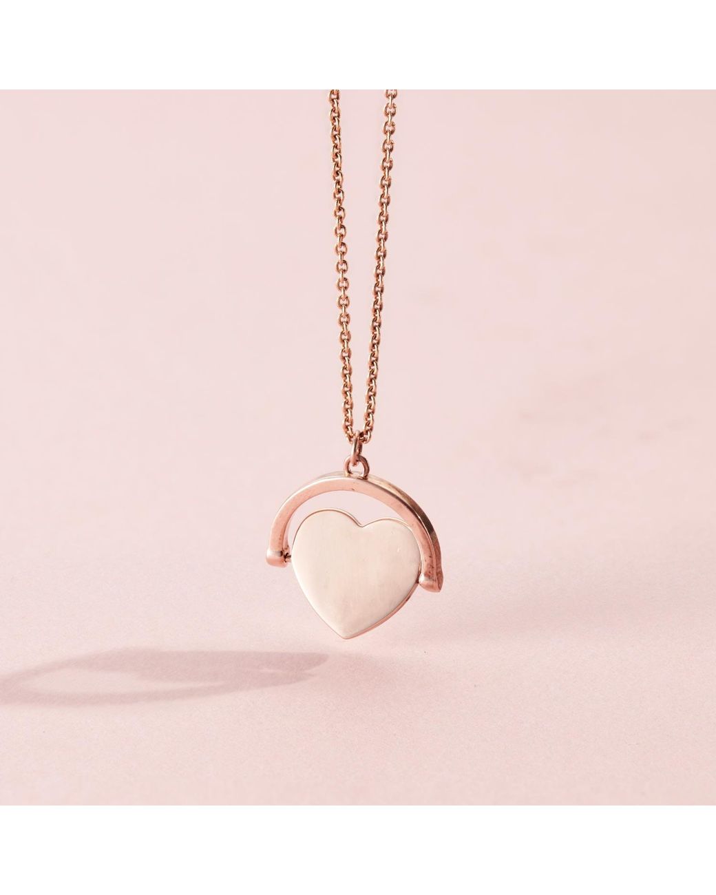 Posh Totty Designs Pink Rose Gold Plated Heart Spinner Necklace