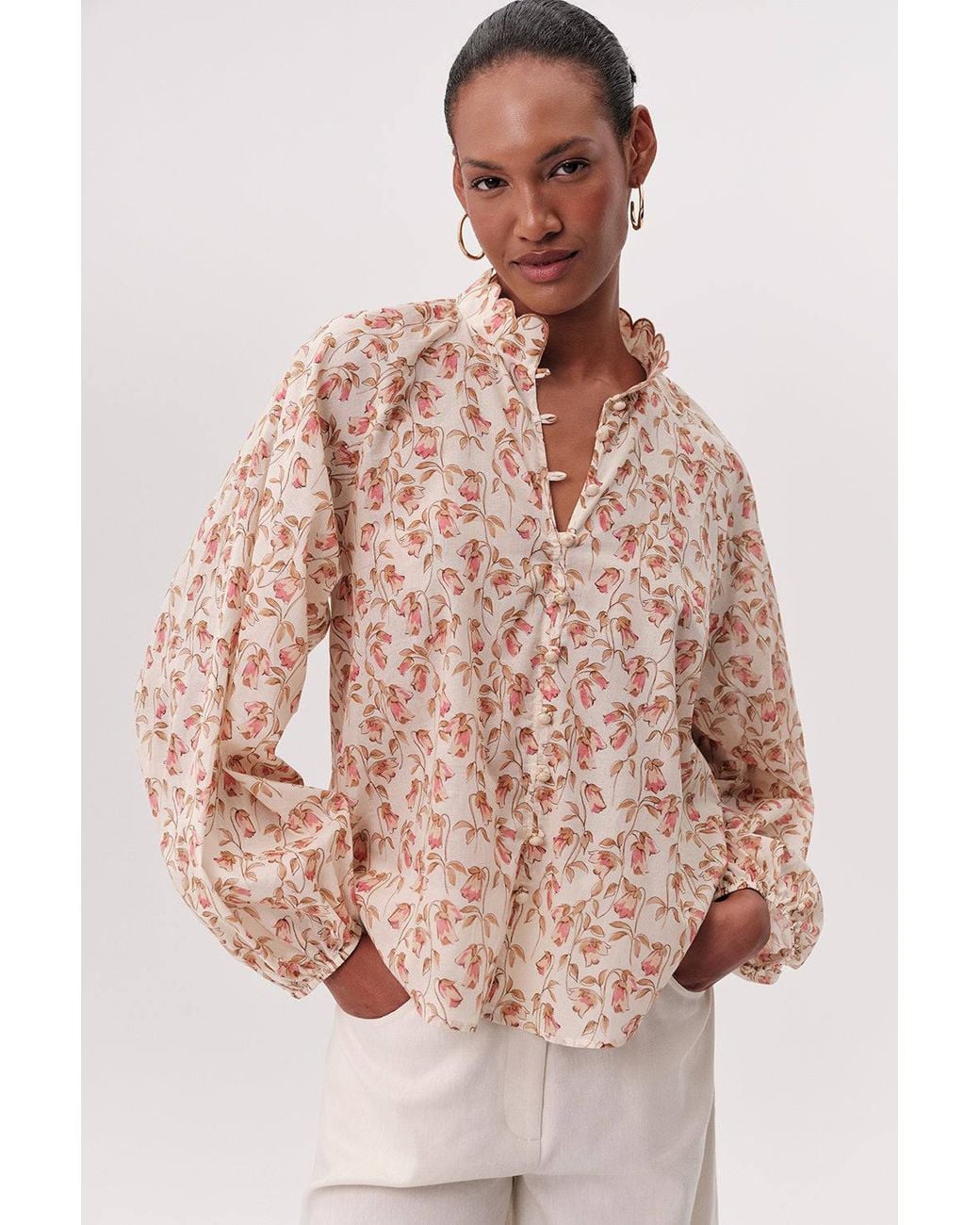 Exquise Pink Kathy High Neck Shirt
