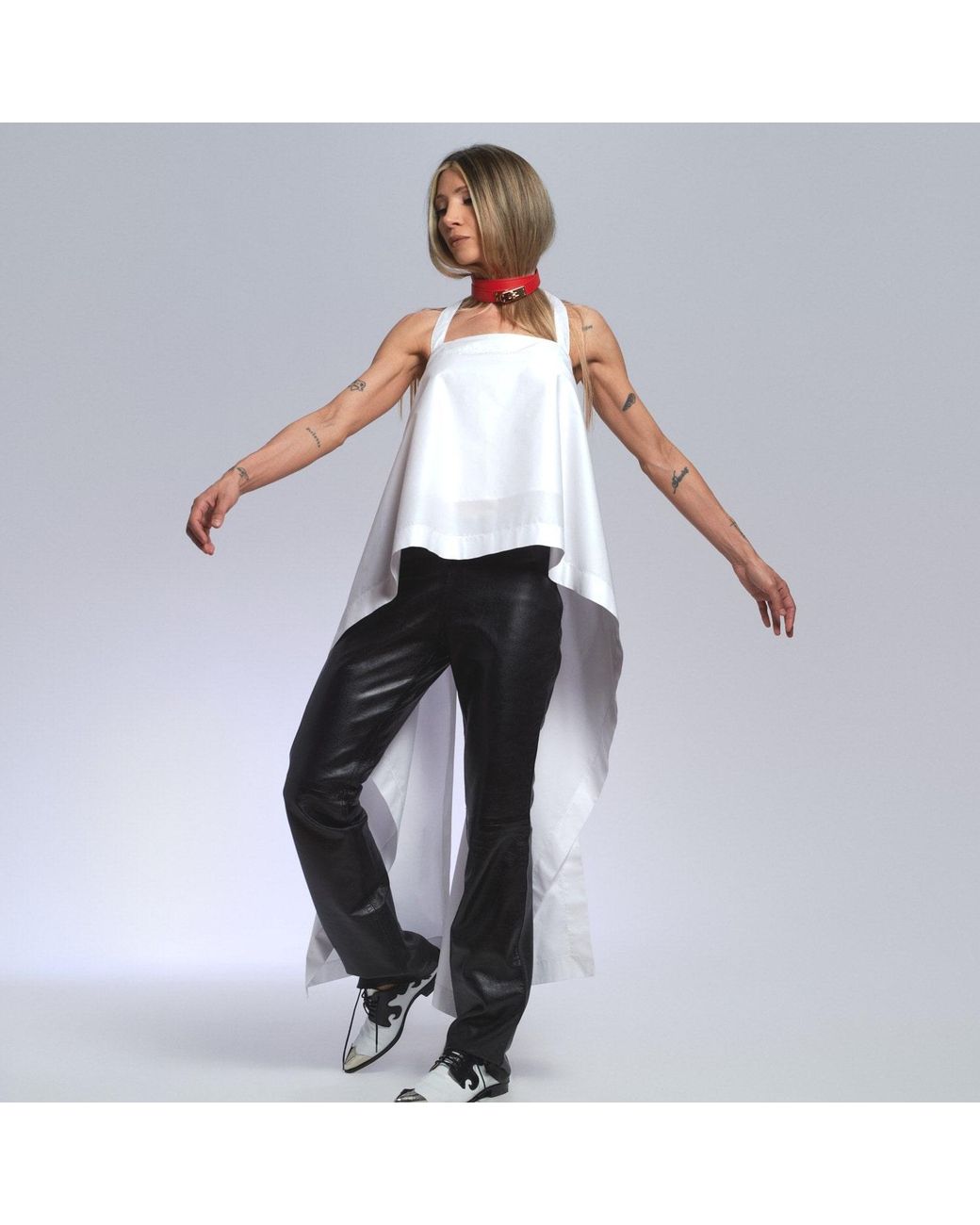 Hedare White Zaya Backless Cotton Tank Top