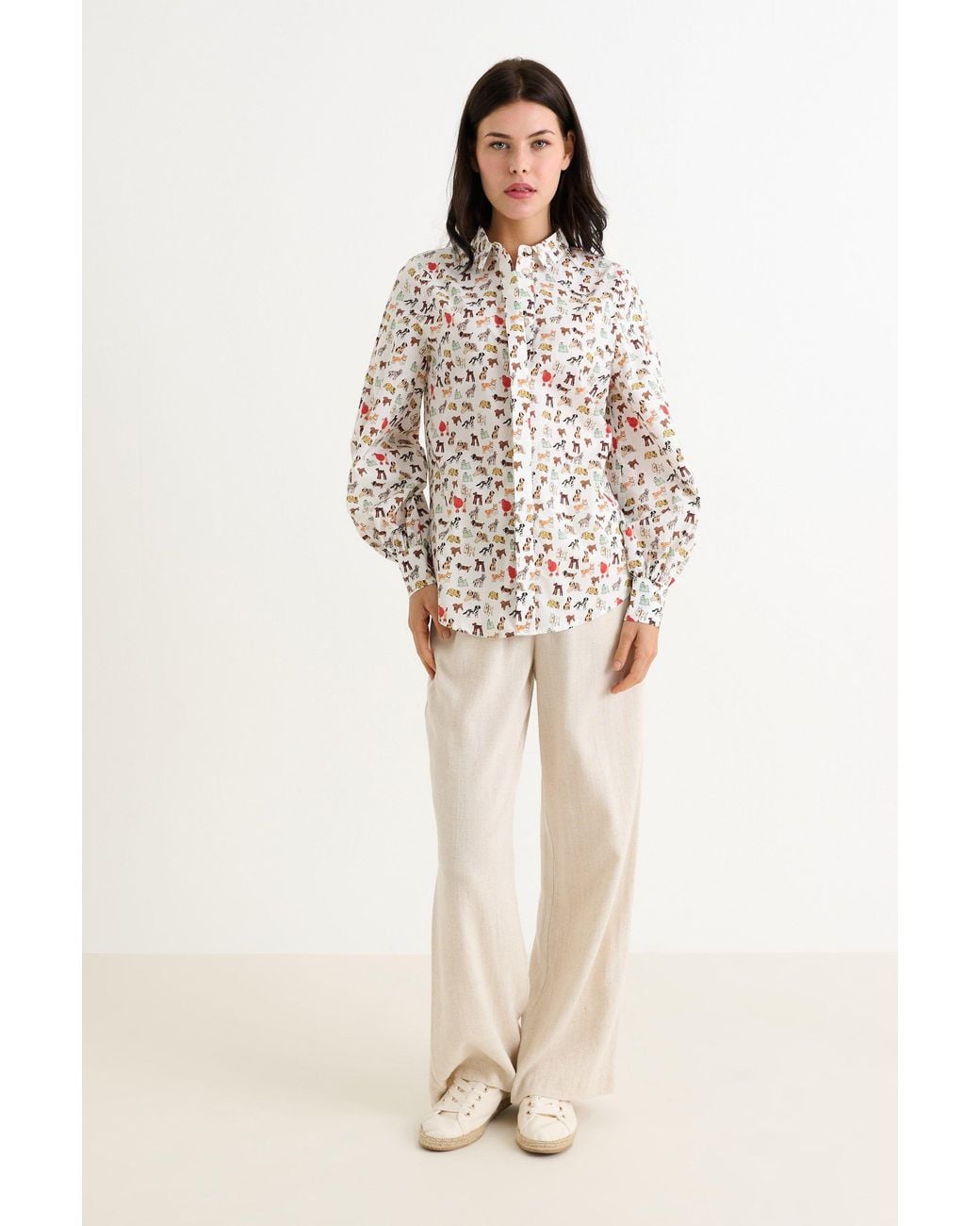 Louche White Byron Dogs Day Long Sleeve Shirt