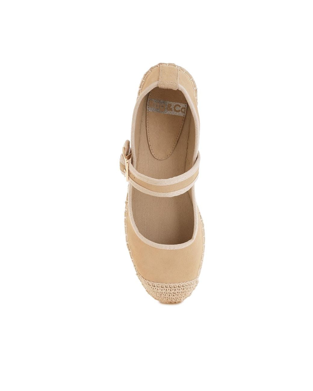 Rag & Co Natural Neutrals Bolean Soft Suede Leather Mary Jane Espadrilles