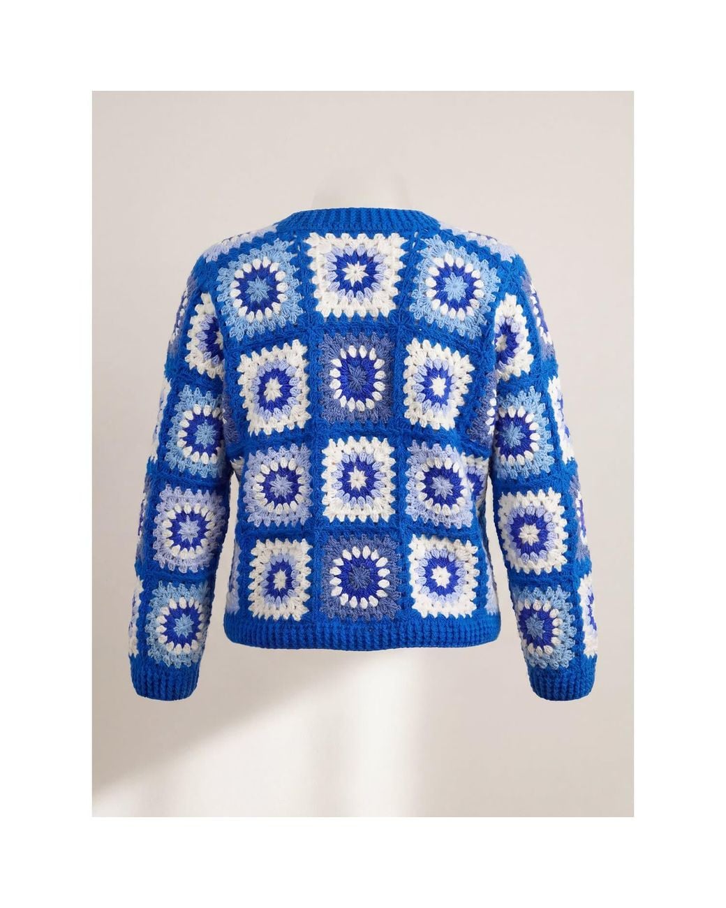 Ana Chic Blue Granny Square Handmade Crochet Cardigan