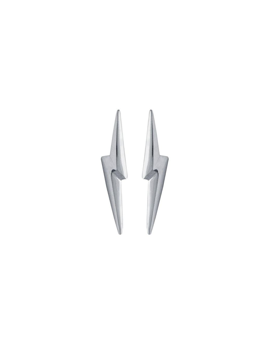 Edge Only Metallic 3D Pointed Lightning Bolt Earrings Sterling