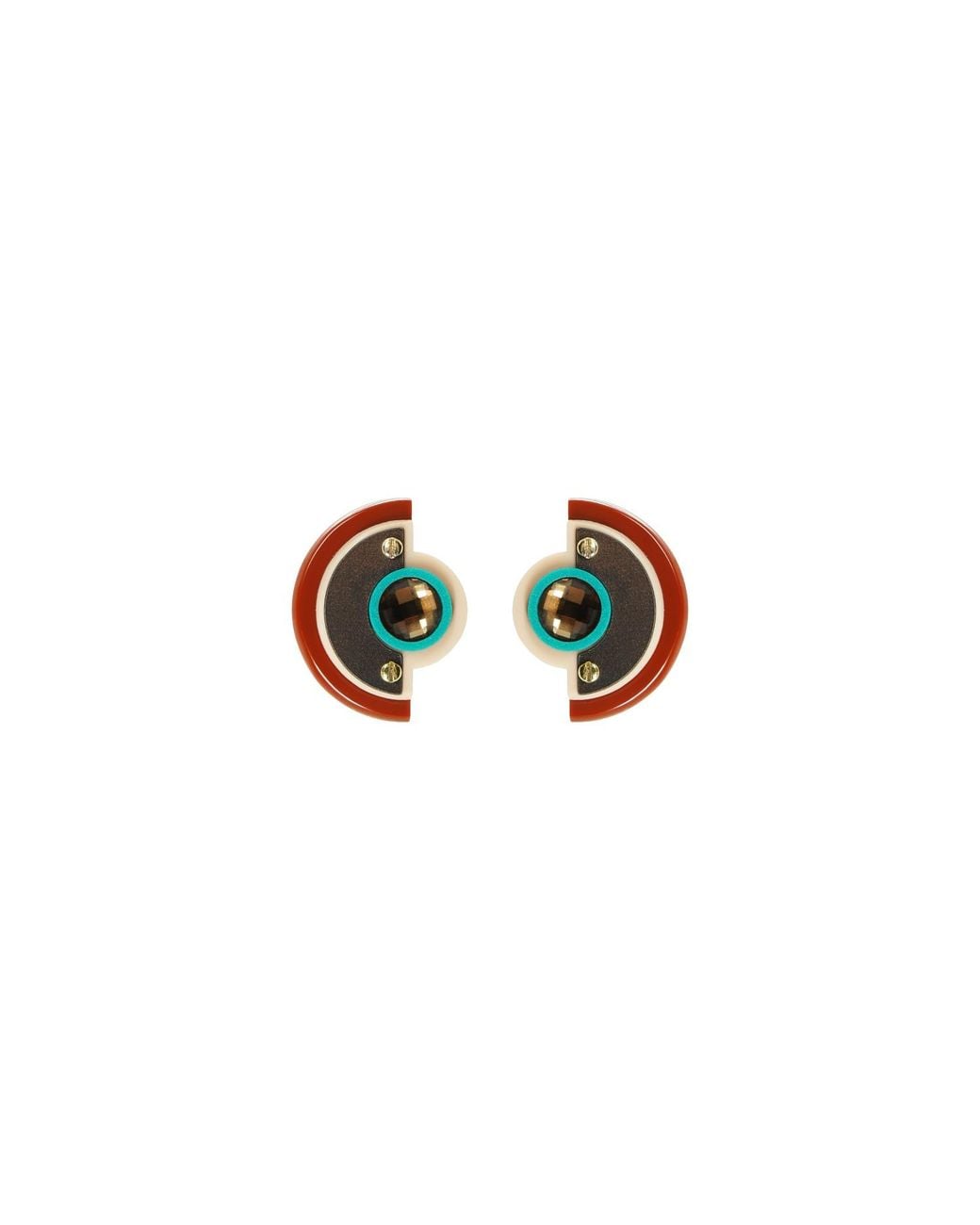 Gissa Bicalho White Acrylic Handmade Earring L Empire Cinnamon
