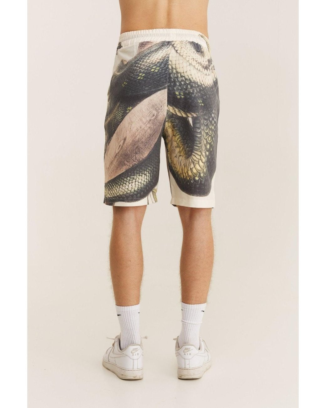 mysimplicated Natural Neutrals Short Sleeve Shirt And Bermuda Set With Snake Design for men