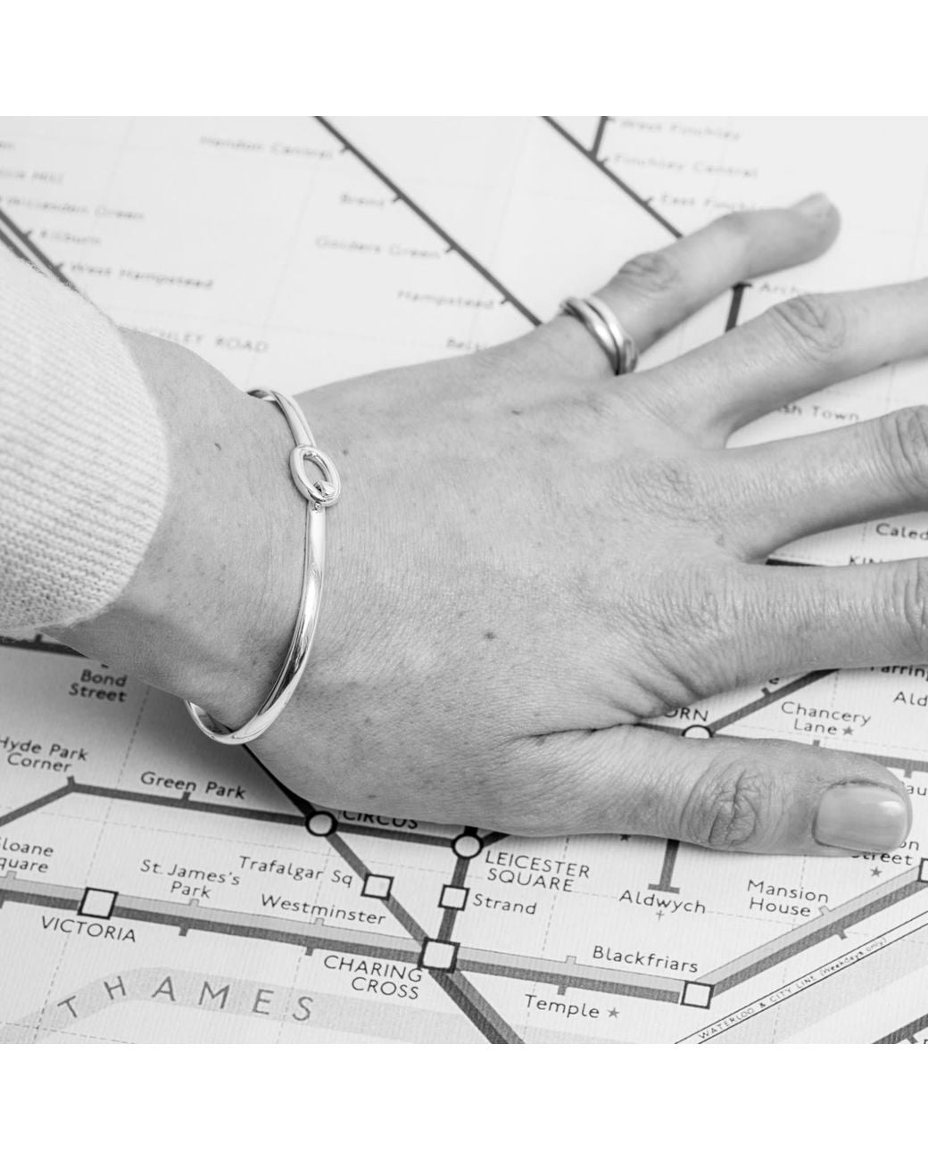 Auree Jewellery Metallic Ledbury Silver Hook Bangle