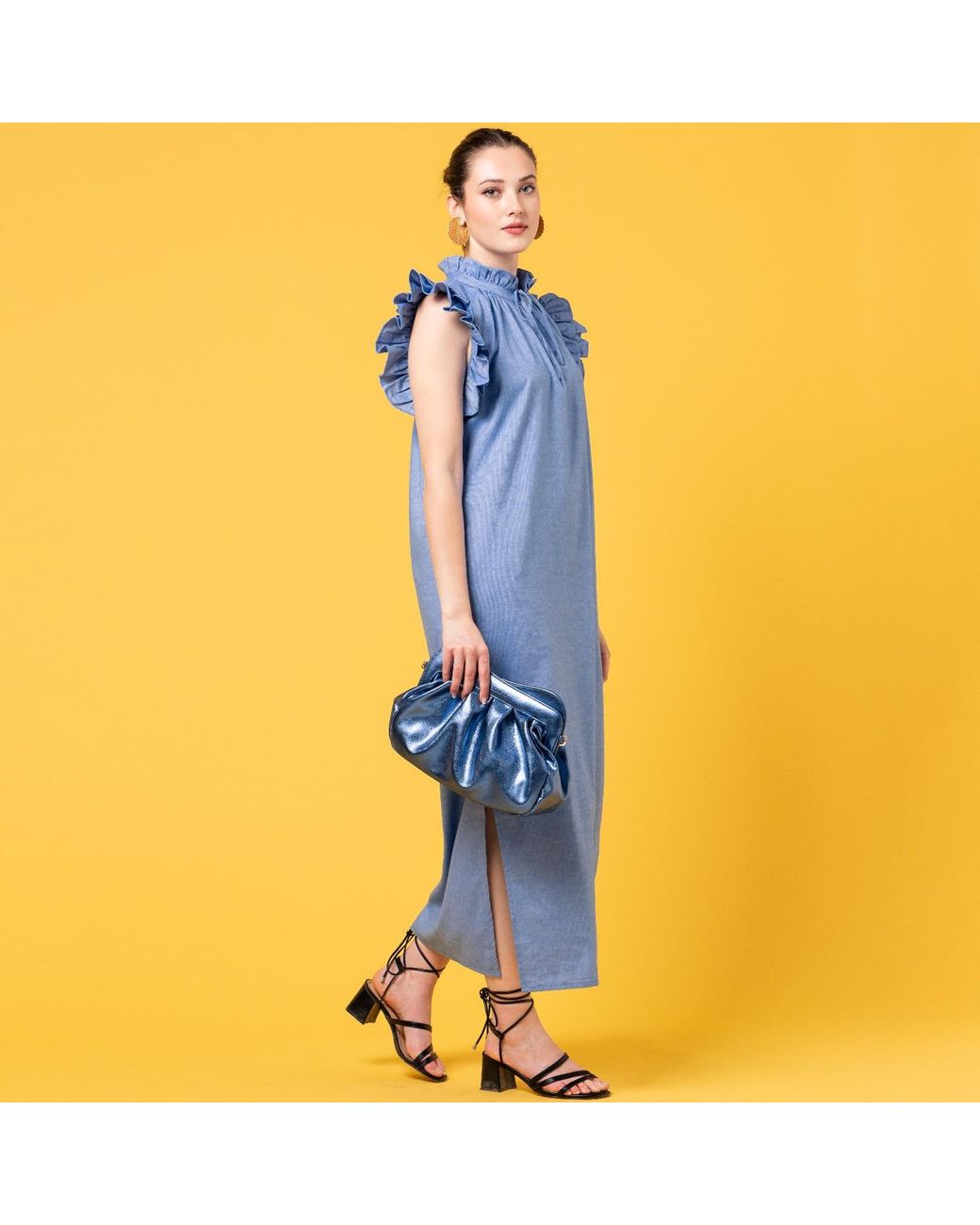 Danni Ro Blue Lisbon Large Clutch