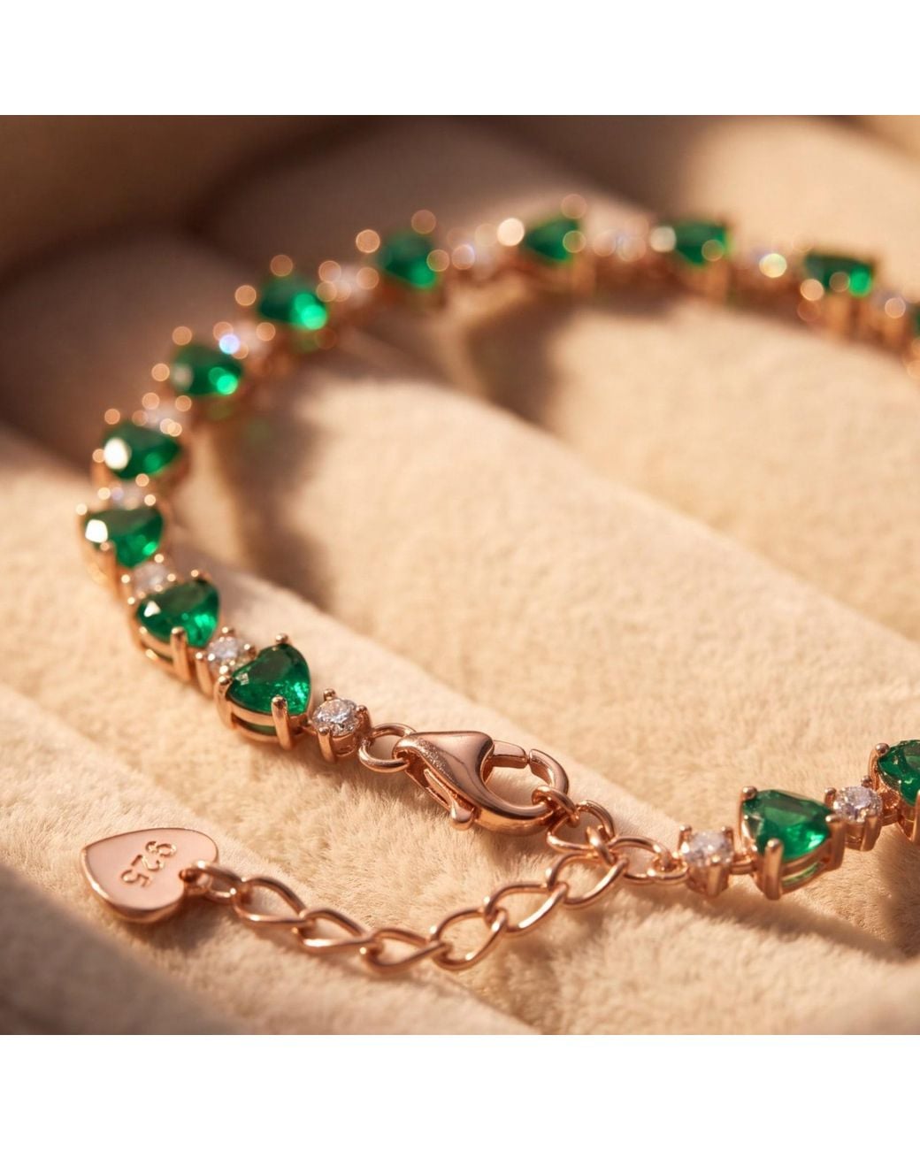 Latelita London Green Asscher Cut Heart Tennis Bracelet Emerald