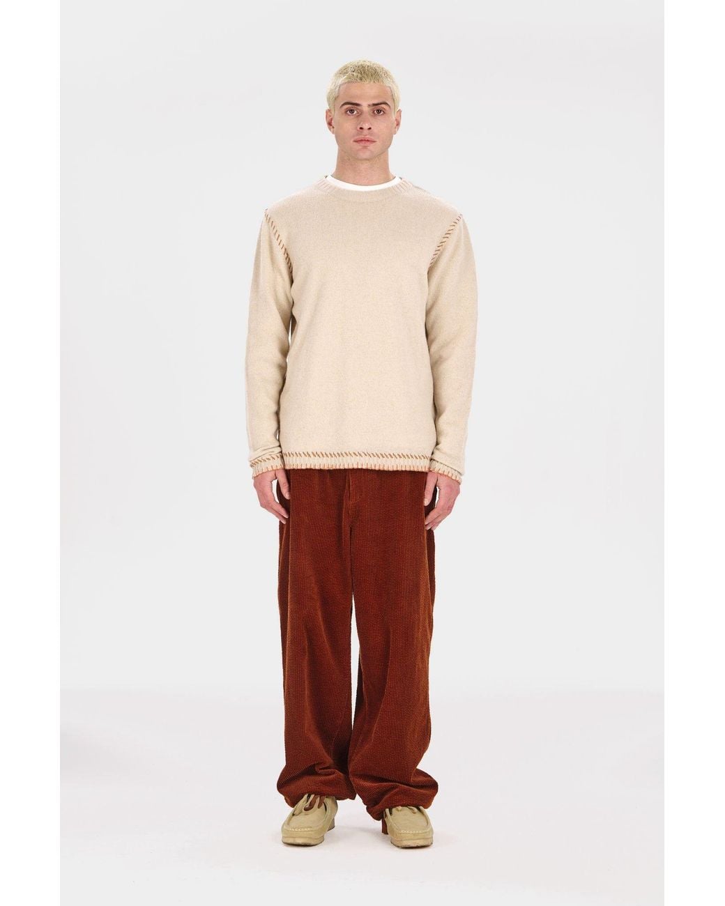 Komodo Red Wayne Organic Cotton Cord Trousers for men
