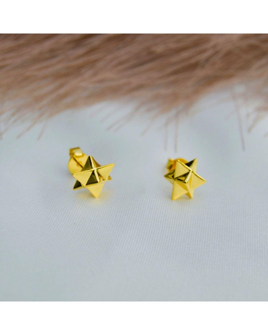 Seven Saints Metallic Merkaba Star, Light Body Activation Stud Earrings