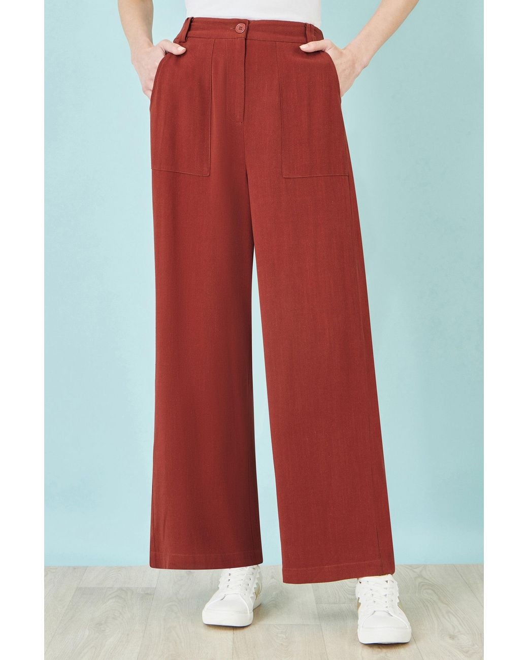 Yumi' Red Linen Mix Trousers