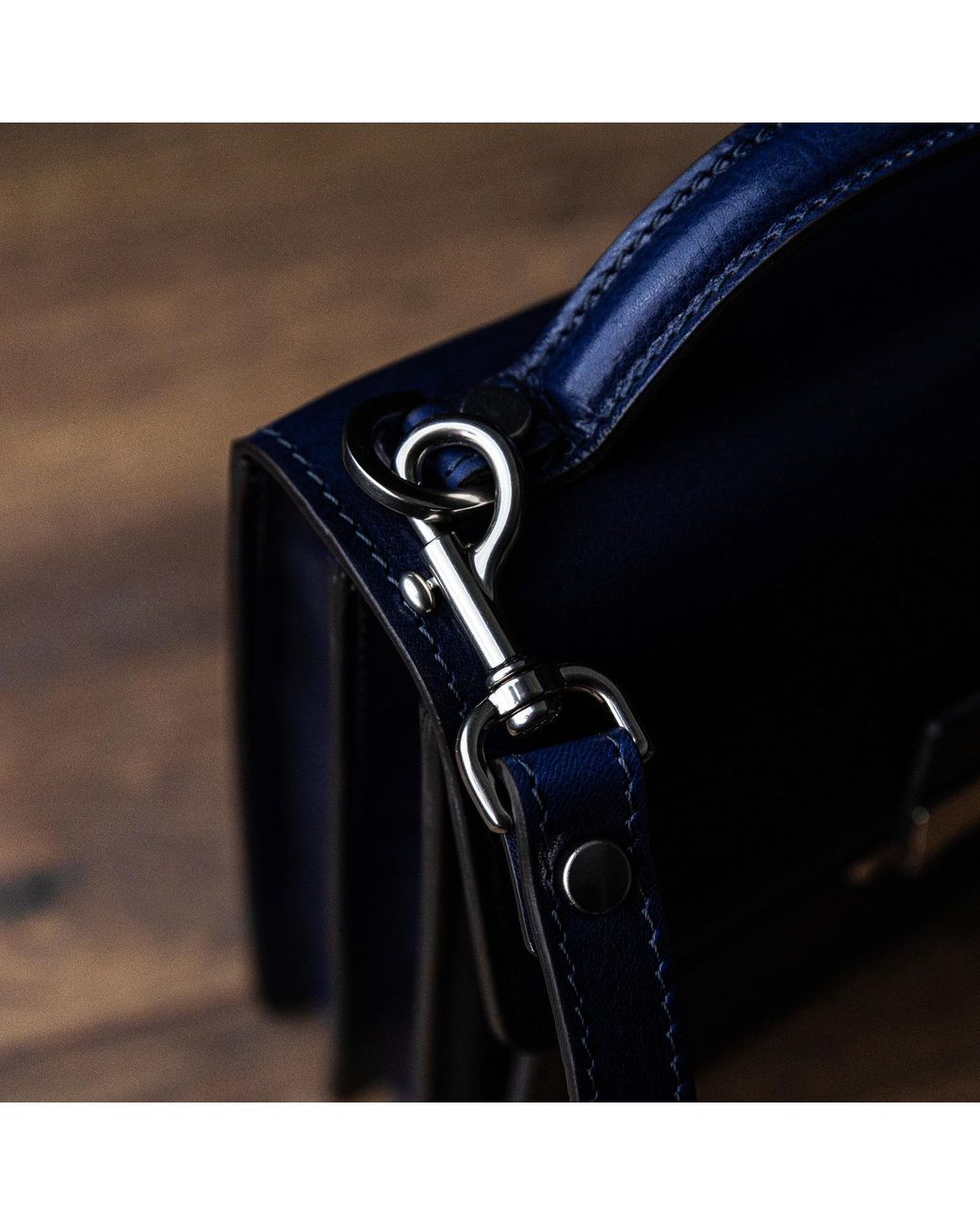 Time Resistance Blue Small Leather Briefcase For