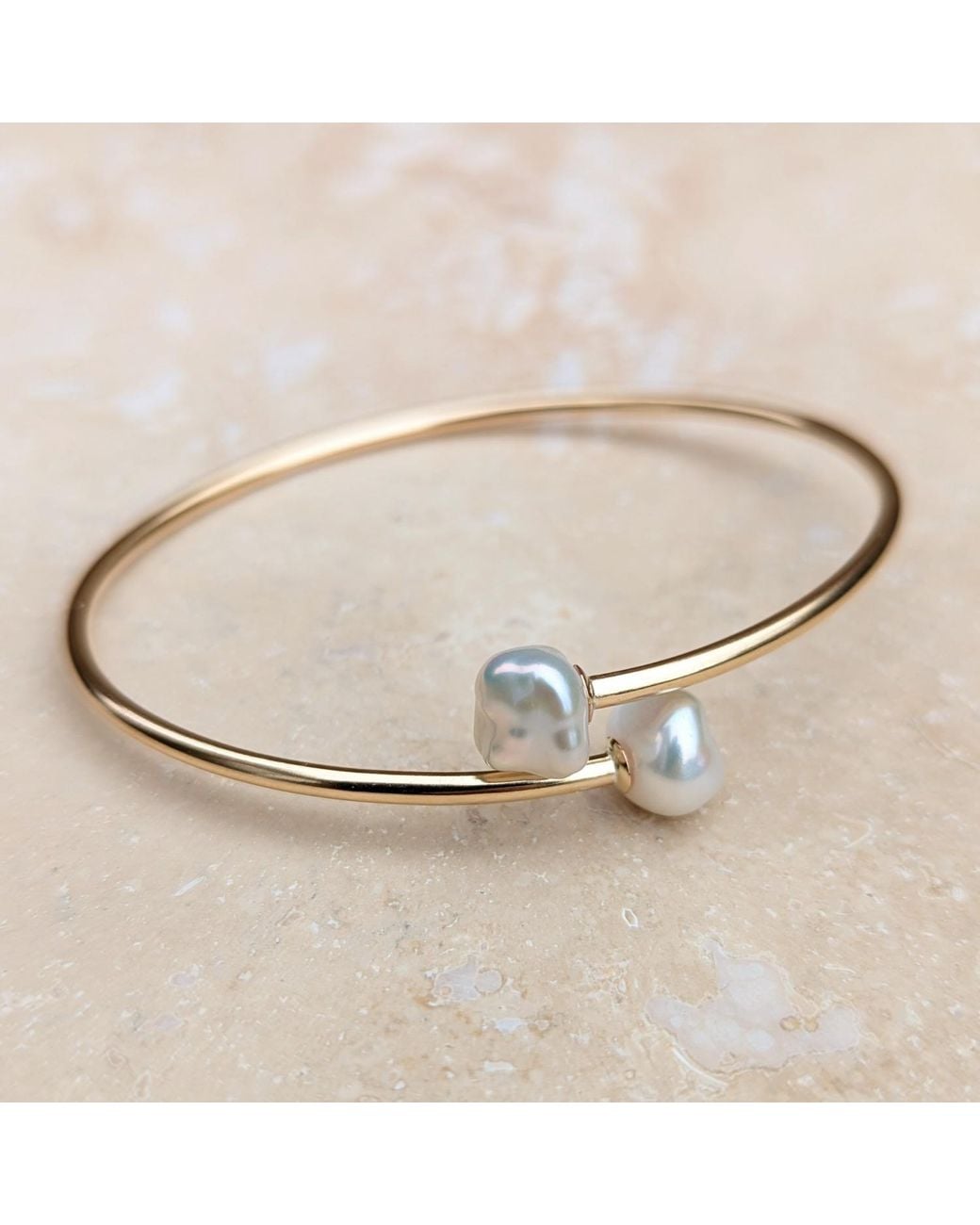 Kiri & Belle White Tori Flexible Pearl Filled Bangle