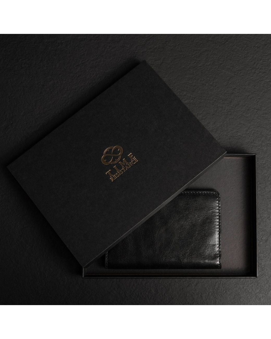 Time Resistance Black Small Leather Passport Holder For