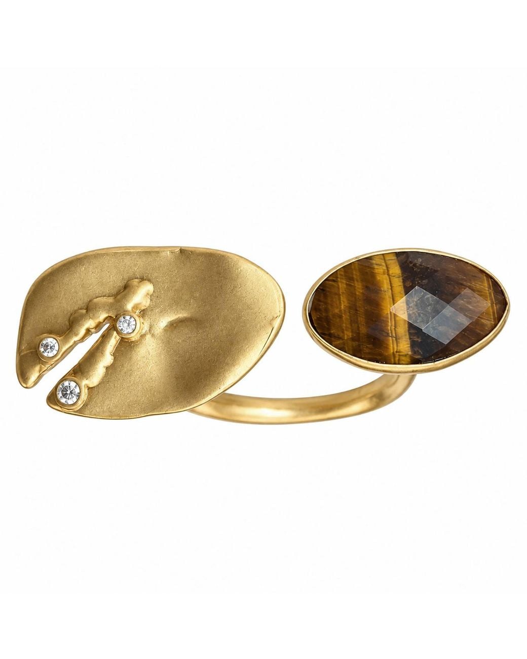 Rare Matters Jewelry Metallic Faceted Tiger's Eye Statement Ring-Plated Open Band Ring