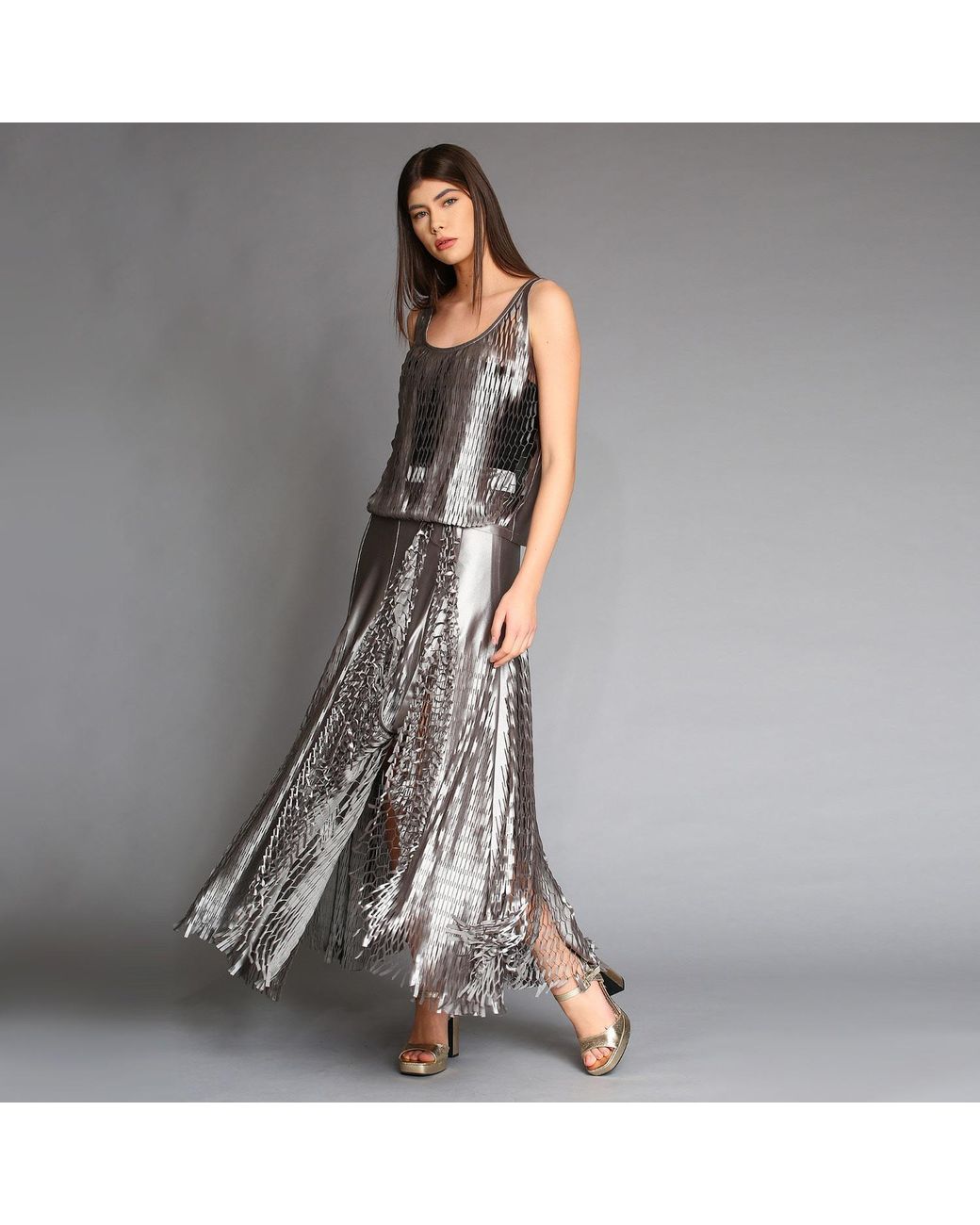 Silvia Serban Gray Laser Cut Top