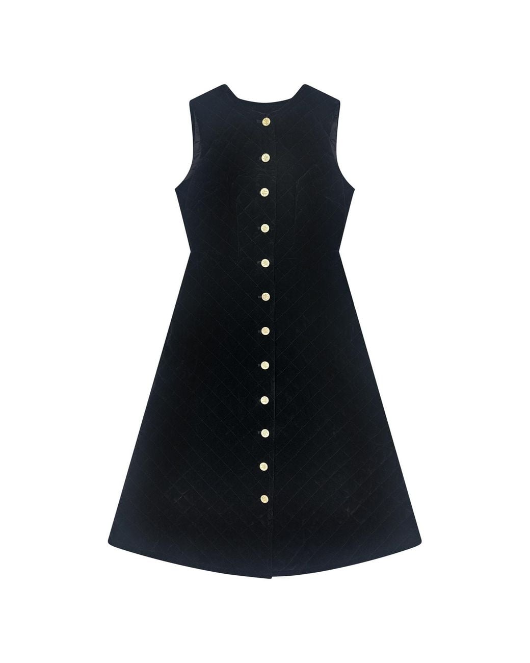 Roch Perel Black Slevevless Quilted Velvet Dress