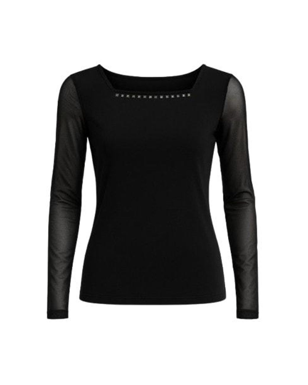 Conquista Black Decorative Long Sleeve Top